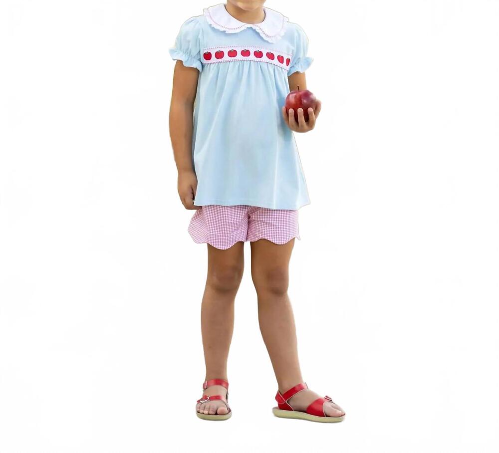 NEW TROTTER STREET KIDS apple ribbon short set in blue/ red